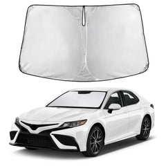 Autovir front view full-coverage shade protecting windshield and cooling interior