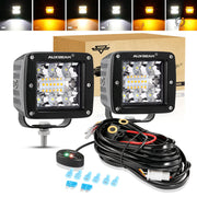 Auxbeam 3 inch pod front view showing durable housing and clear lens benefit visibility
