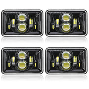 Auxbeam front view black 4x6 headlight showing modern projector and clean finish benefits improved visibility