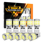 Auxbeam B1 front packaging showing 10-pack and features, clear product information benefit
