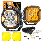 Auxbeam Cube-Z front view showing compact housing and lens for versatile mounting
