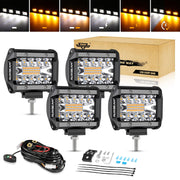 Auxbeam front view of four 4-inch LED pods showing compact design and mounting points, improves lighting versatility