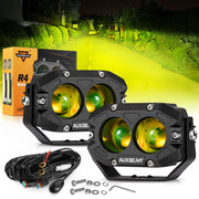Auxbeam front view amber pod light showing focused beam benefit