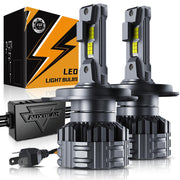 Auxbeam H4 front view showing lamp face and mounting, improved visibility benefit