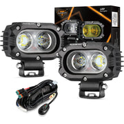 Auxbeam R4 front view showing square flood lens and durable mount, improves road visibility