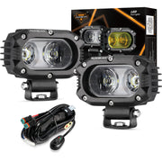 Auxbeam R4 front view showing compact square flood housing and bright output