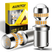 AUXITO 1156 amber bulb front view showing bright signaling benefit