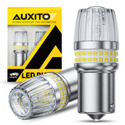 AUXITO front view of 1156 LED bulbs showing clean white finish and pack convenience