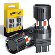 AUXITO red 3157 front packaging showing pair and plug-and-play benefit