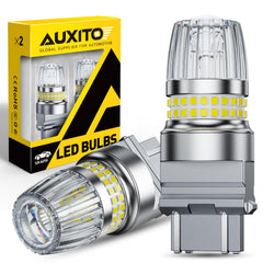 AUXITO front view pack of 2 bulbs showing clean design and plug compatibility for easy upgrade