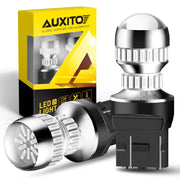 AUXITO front view red bulb showing clear lens and brighter signaling benefit