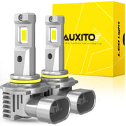 AUXITO 9005 front pair showing compact plug-and-play design and improved visibility