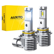 AUXITO 9005 front view showing bulb and compact packaging for easy purchase
