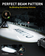 AUXITO 9005 installed in headlight housing improving road visibility at night
