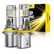 AUXITO 9007 front packaging showing bulb pair and features, clear product benefit