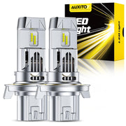 AUXITO 9008 front packaging showing bulb pair and branding, highlights improved visibility