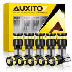AUXITO front packaging showing pack of ten bulbs and benefits