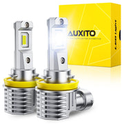 AUXITO front packaging showing H11 H16 H8 LED bulbs and key benefits