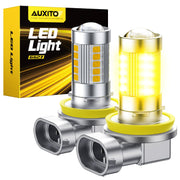 AUXITO front packaging showing H11 H8 amber bulbs and benefits