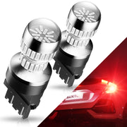 AUXITO front view 3157 red bulb showing bright red output and clear fit