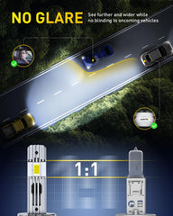 AUXITO H1 installed in headlight housing demonstrating correct beam placement and safety