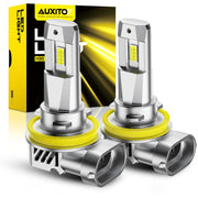 AUXITO H11 front packaging displaying bulbs and key specs for quick identification and confidence