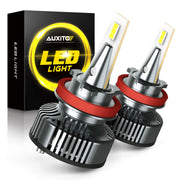 AUXITO front view showing H11 LED bulbs and packaging with clear brand visibility