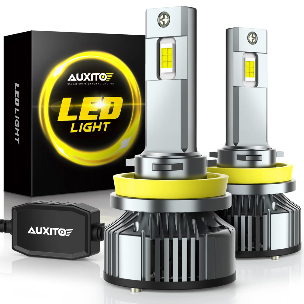 AUXITO H11 front view showing compact design and plug-and-play benefit