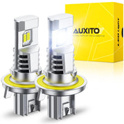 AUXITO front packaging showing pair of H13 bulbs and features for quick recognition