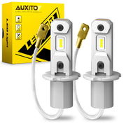 AUXITO H3 front view pair showing plug-and-play fit and brighter output