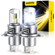AUXITO H4 9003 front packaging showing pack of two and benefits