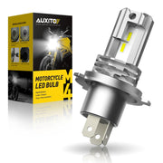 AUXITO H4 front view showing plug-and-play connector and compact design benefit quick installation