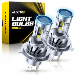 AUXITO H4 front view showing bulb profile and connector for easy replacement