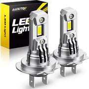 AUXITO H7 front packaging showing two bulbs and benefits