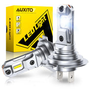 AUXITO H7 front view pack of two showing plug-and-play fit and bright appearance