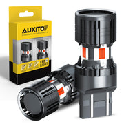 AUXITO red 7443 front view showing bright LED faces and plug-in benefit