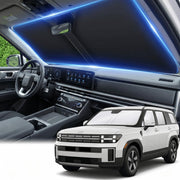 AuyNeas front view on Santa Fe windshield reducing glare and protecting dash