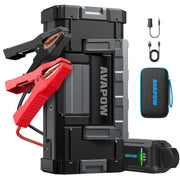 AVAPOW A68 front view showing compact starter and controls, great for quick starts