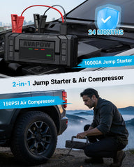 AVAPOW TM28 4-inch display close-up showing clear battery and pressure readouts