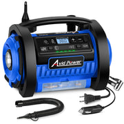 AVID POWER front view of portable air compressor showing compact design and quick setup benefits