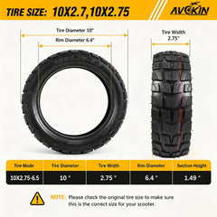 AVOKIN sidewall showing size markings and durable rubber benefit