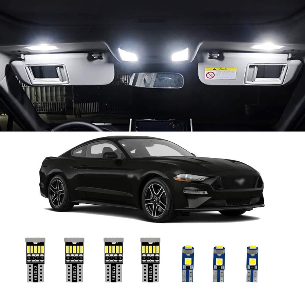 AWALITED front packaging showing full 8pc Mustang interior kit and easy install benefit