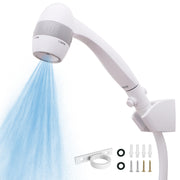Awelife front view of full shower head kit showing compact design and white finish for space savings