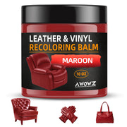 AWOWZ jar front view showing maroon balm and clear label, restores leather color