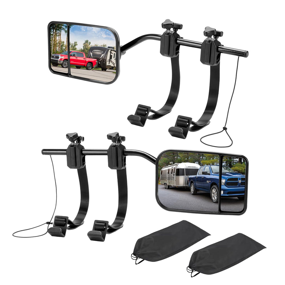 AXIMIRON front view of both towing mirrors ready to install, improving towing visibility