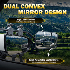 AXIMIRON mini adjustable spot mirror angled for precise hitch and blind-spot checking