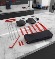 AYHUDFEK tools in use removing door panel protecting finish