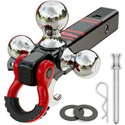 Ayleid front view tri-ball mount showing three hitch balls and ready-to-use benefit
