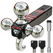 Ayleid front view of tri-ball mount showing all three ball sizes and anti-theft pin benefit