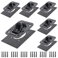 AYMMIC front view showing six recessed D-ring anchors and compact packaging for easy storage